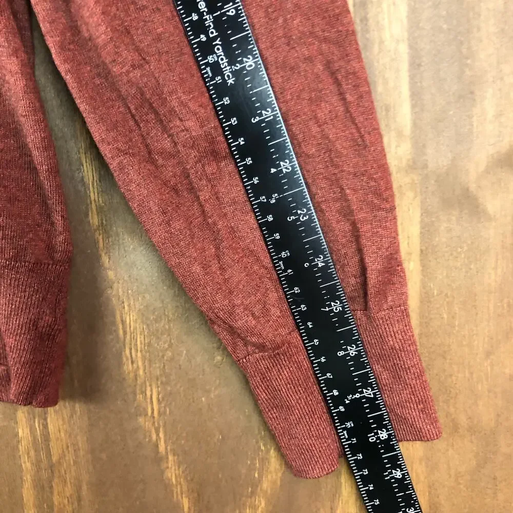 Banana Republic Mens Sweater Burnt Orange Brown V Neck Silk Cashmere Blend XL